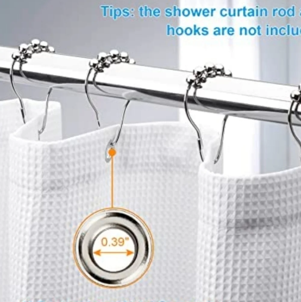 AmazerBath White Waffle Textured Shower Curtain with Spa-like Feel 72